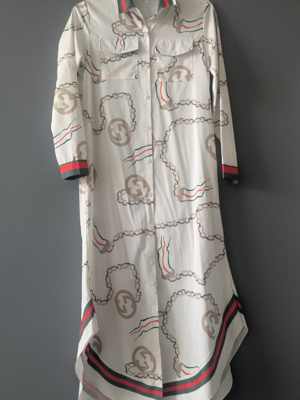 Women's Printed Button Front Midi Shirt Dress Size Small. (NO ORIGINAL) - Picture 2 of 3